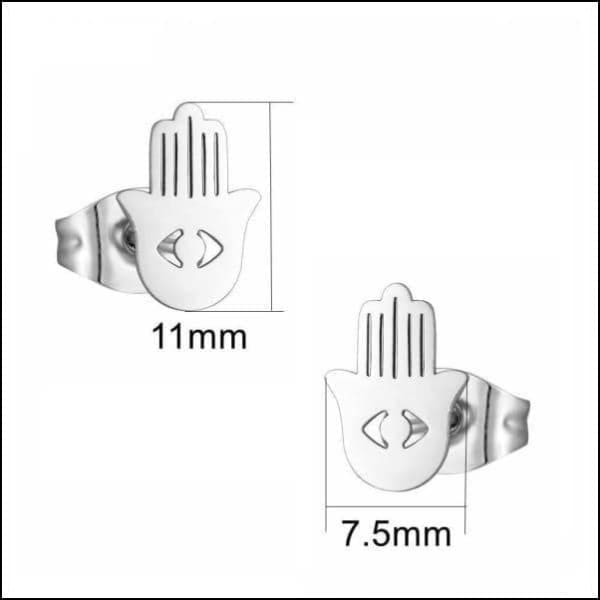 Stalen Oorbellen Hamsa Hand Zilverkleurig-11x7.5mm | Oorbellen