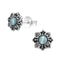 Sterling Silver And Blue Opal Flower Stud Earrings - Bloem Oorbellen Cat Eye 925 Zilver