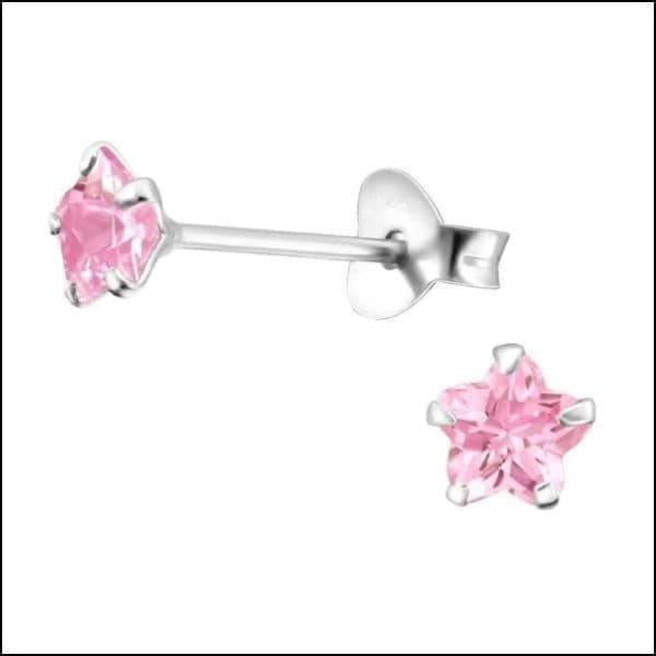 Zilveren Zirkonia Bloem Oorknopjes 4mm / Roze | Oorbellen