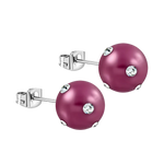 Stalen Pareloorbellen met Kleine Steentjes 10mm / Paars-transparant | Oorbellen