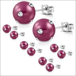 Roze Pareloorbellen En Studs In Stalen Parel Product Met Zirkonia Steentjes