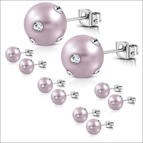 Roze Parel En Diamanten Oorbellen In Stalen Parel Product Met Zirkonia Steentjes.