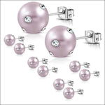 Roze Parel En Diamanten Oorbellen In Stalen Parel Product Met Zirkonia Steentjes.