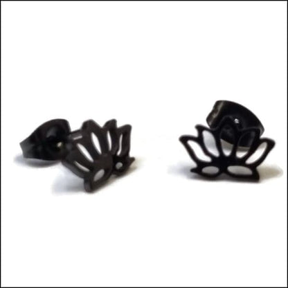 Zwarte Oorbellen Met Bloemdesign - Stalen Oorbellen Bloem Zweerknopjes