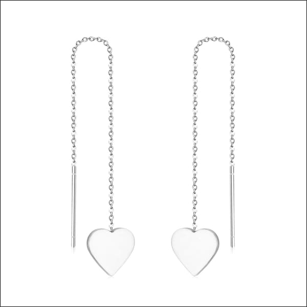 Doortrekoorbellen Hart Staal 9cm Zilverkleurig 9cm alles chirurgisch staal dames doortrekoorbellen Geen edelsteen Geen_Parel Geen_steen geometrisch gepolijst goudkleurig hart Meerdere kleuren met ketting Met_ketting oorbellen Oorhangers PVD Staal Volwassenen zilverkleurig Zonder_steen zweerknopjes