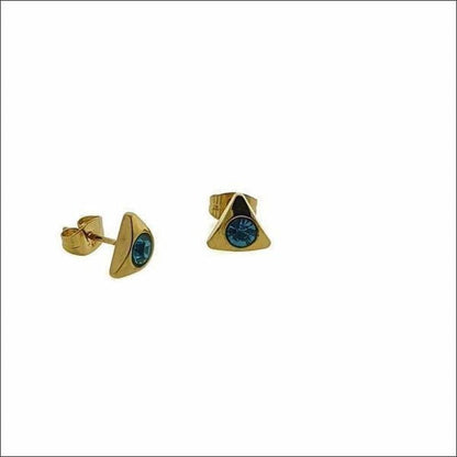 Gouden Oorbellen Met Blauwe Stenen, Prachtige Zirkonia.