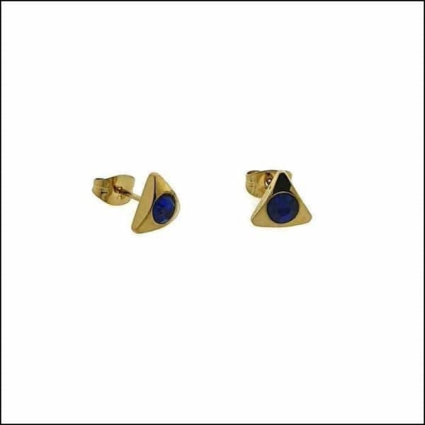 Gouden Oorbellen Met Blauwe Stenen, Prachtige Zirkonia Wearyöorringen Driehoek