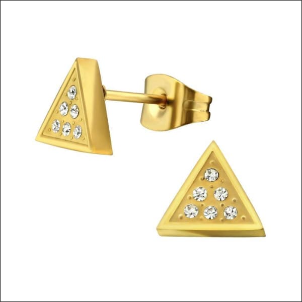 Gouden Oorbellen Met Diamanten - Chirurgisch Stalen Oorbellen Driehoek