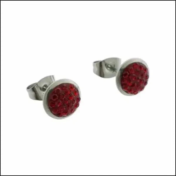 Rode Kristallen Stud Oorbellen Druzy Oorbellen Zweerknopjes Kristal 8mm