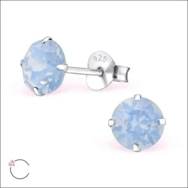 Paar Blauwe Zilveren Kristallen Oorbellen Van Echt Zilveren Kristal Oorknopjes