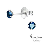 Echt Zilveren Kristal Oorknopjes 3mm / Metallic Blauw | Oorbellen