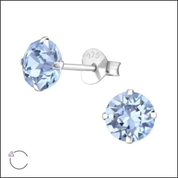 Echt Zilveren Kristal Oorknopjes Met Blauwe Topaz - Zilveren Kristallen Oorbellen
