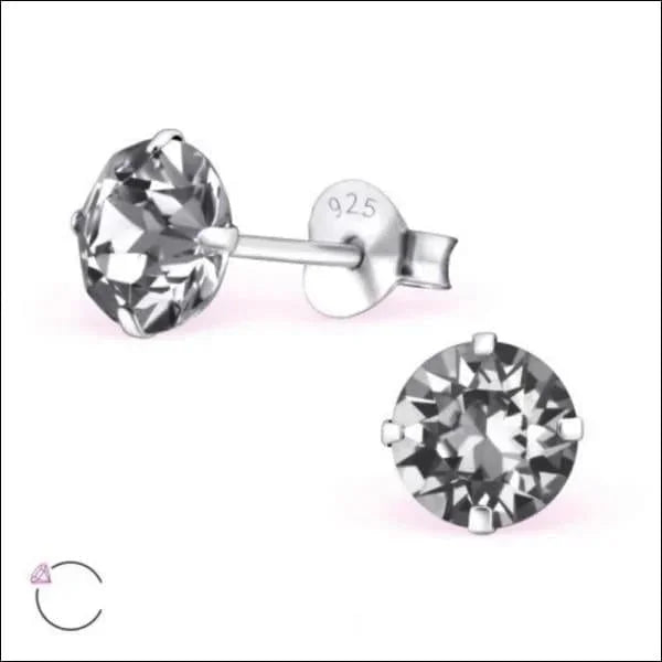 Echt Zilveren Kristal Oorknopjes - Stijlvolle Zilveren Kristallen Oorbellen Met Ronde Diamant