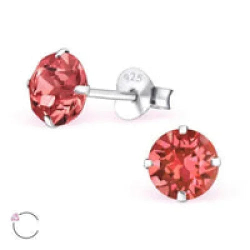 Echt Zilveren Kristal Oorknopjes 6mm / Padparadscha | Oorbellen