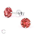 Echt Zilveren Kristal Oorknopjes 6mm / Padparadscha | Oorbellen