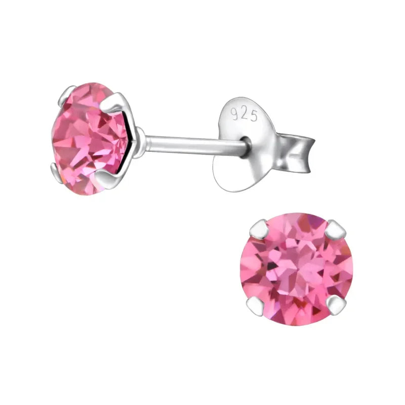 Echt Zilveren Kristal Oorknopjes 5mm / Rose | Oorbellen