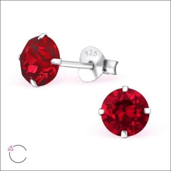 Rode Kristallen Oorbellen Van Echt Zilveren Voor Een Elegante, Zilveren Look