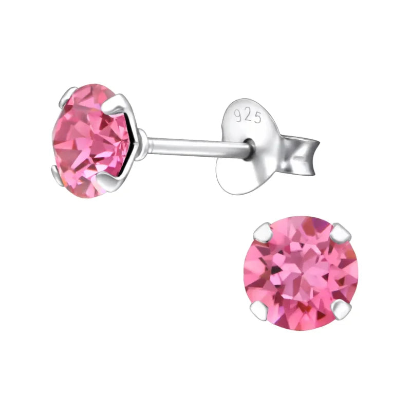 Echt Zilveren Kristal Oorknopjes 5mm / Rose | Oorbellen