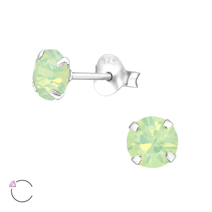 Echt Zilveren Kristal Oorknopjes - Zilveren Kristallen Oorbellen Met Groene Cubic Kristallen