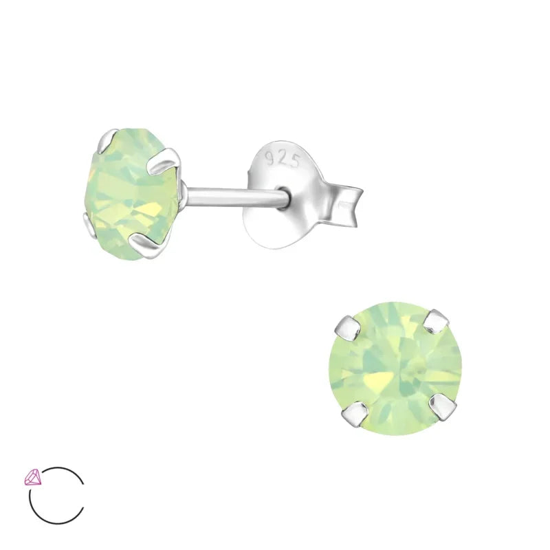 Echt Zilveren Kristal Oorknopjes: Zilveren Kristallen Oorbellen Met Groene Cubic Zirkonia