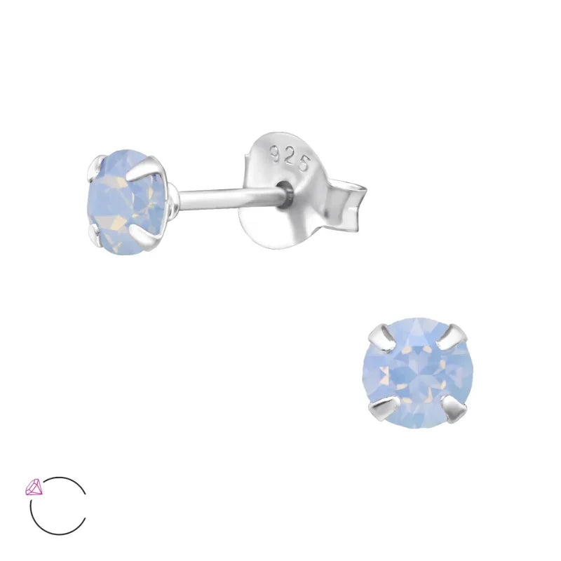 Echt Zilveren Kristal Oorknopjes - Zilveren Kristallen Oorbellen Met Blauwe Kristallen Stud