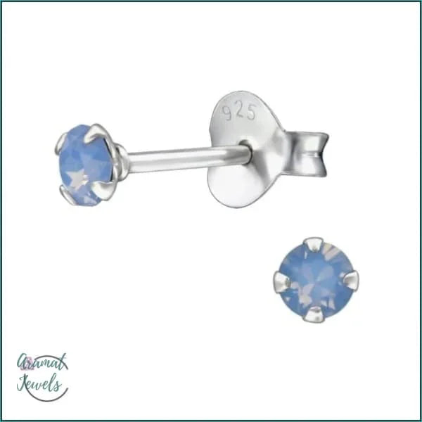 Echt Zilveren Kristal Oorknopjes: Zilveren Kristallen Oorbellen Met Blauwe Kristallen Studs