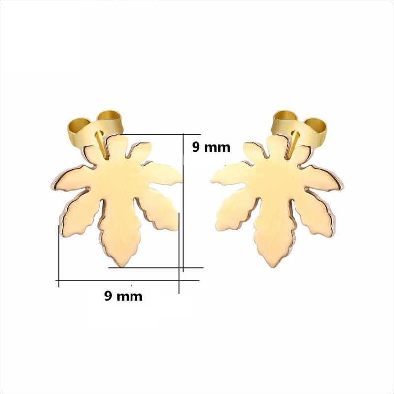 Exclusieve Stalen Oorbellen met Wietblad Goudkleurig-9mm