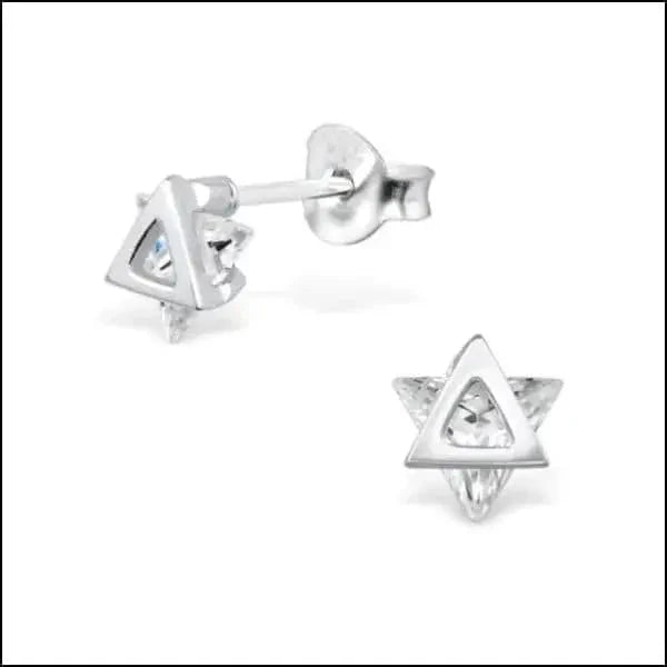 Zilveren Oorbellen Driehoek - Sterling Silver Star Stud Earrings