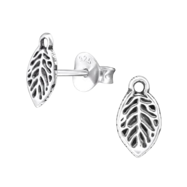 Zilveren Blaadje Oorbellen Antieklook – 9x5mm