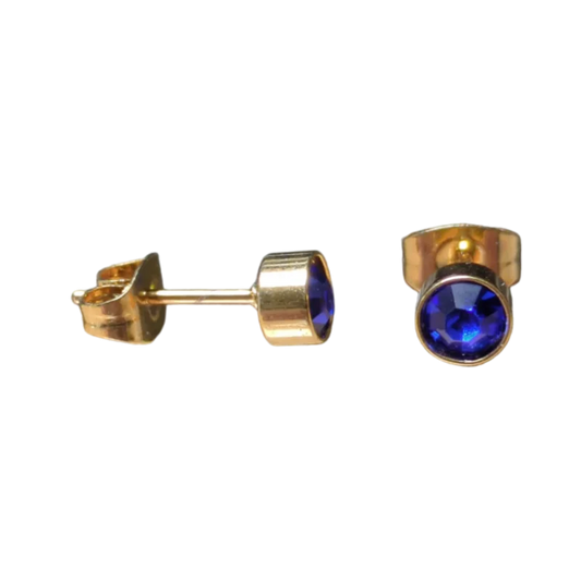 Gouden Oorbellen Met Donkerblauwe Zirkonia Steentjes Voor Een Elegante Uitstraling