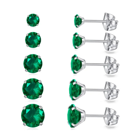 Groene Zirkonia Titanium Oorbellen - Aramat Jewels® Met Smaragdgroene Cz-studs