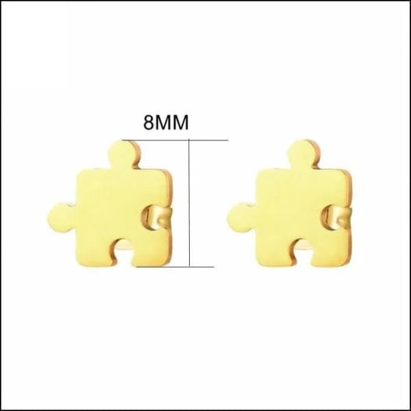 Rvs Oorbellen Puzzelstuk -8mm Goudkleurig | Oorbellen