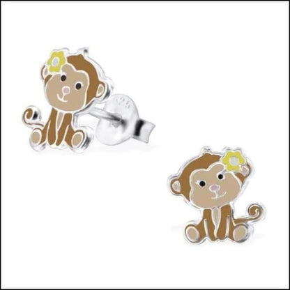 Zilveren Kinder Oorbellen Aap Stud Earrings For Children