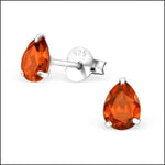 Zilveren Zirkonia Druppel Oorbellen 6x4mm / Oranje