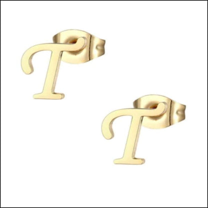 Gouden Oorbelletjes Met Letter p - Oorbellen Initiaal Zweerknopjes Goudkleur