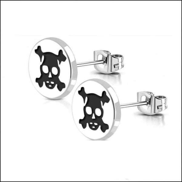 Stalen Ronde Oorstekers met Logo 10mm / Skull | Oorbellen