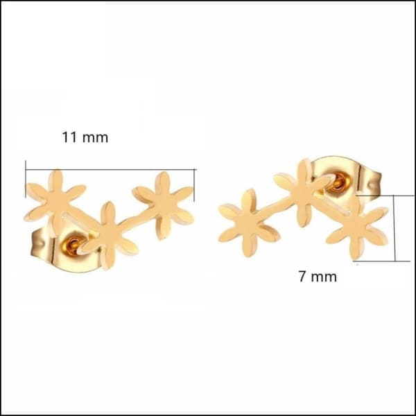 Stalen Bloemen Oorknopjes Rvs Goudkleurig-7x11mm | Oorbellen