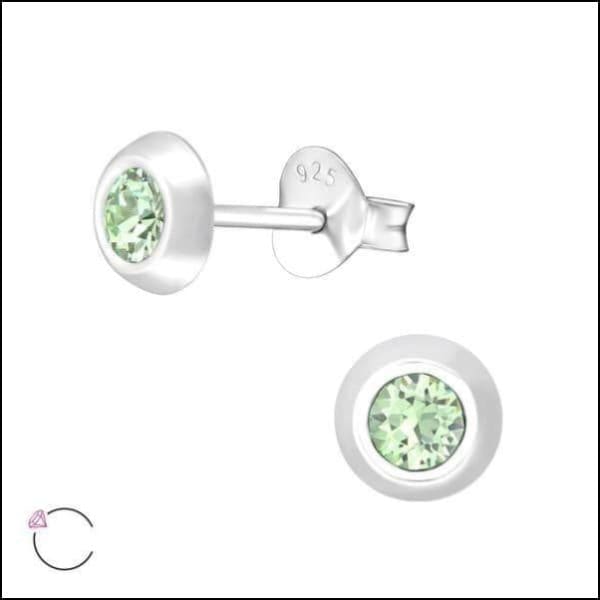 Zilveren Kristal Oorknopjes - Subtiel en Elegant 5mm / Licht Groen | Oorbellen