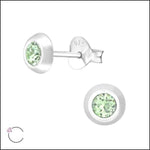 Zilveren Kristal Oorknopjes - Subtiel en Elegant 5mm / Licht Groen | Oorbellen