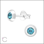 Zilveren Kristal Oorknopjes - Subtiel en Elegant 5mm / Blauw 2 | Oorbellen