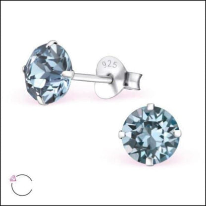 Blauwe Diamanten Oorbellen Van Zilveren Kristallen