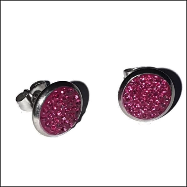 Stalen Kristal Oorstekers 10mm - Meerdere Kleurtjes Fuchsia Roze | Oorbellen