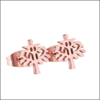 Roze Gouden Oorbellen Met Kruis Design - Oorbellen Levensboom.