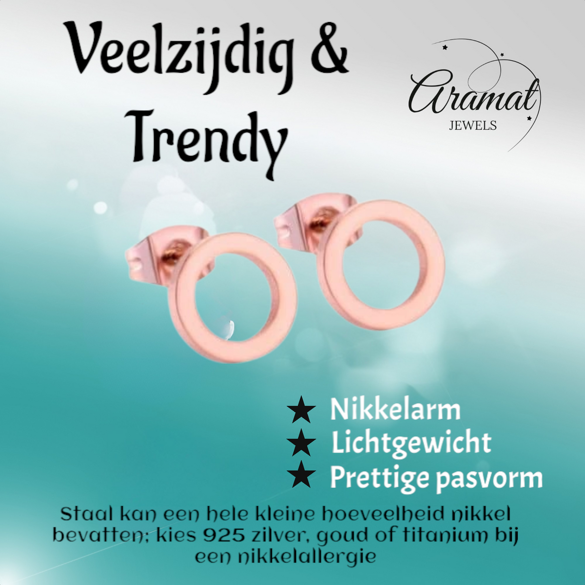 Open Cirkel Oorbellen Rosegoudkleur – 9mm