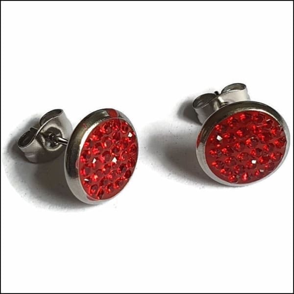 Stalen Kristal Oorstekers 10mm - Meerdere Kleurtjes Rood | Oorbellen