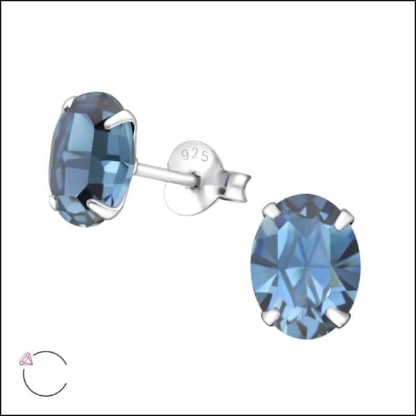 Prachtige Zilveren Kristallen Oorbellen Met Blauwe Saffieren.
