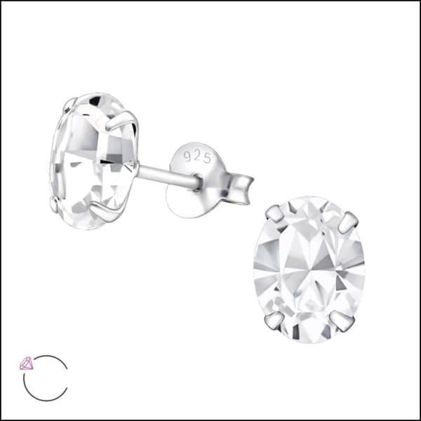 Zilveren Kristallen Oorbellen Met Diamanten - Prachtige Afwerking