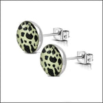 Stalen Oorbellen Met Koeienprint Studs