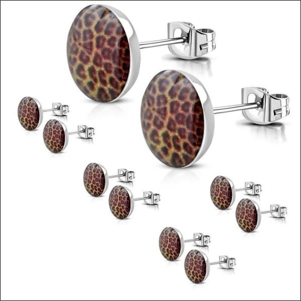 Stalen Oorbellen Dierenvel En Stud Earrings Met Luipaardprint