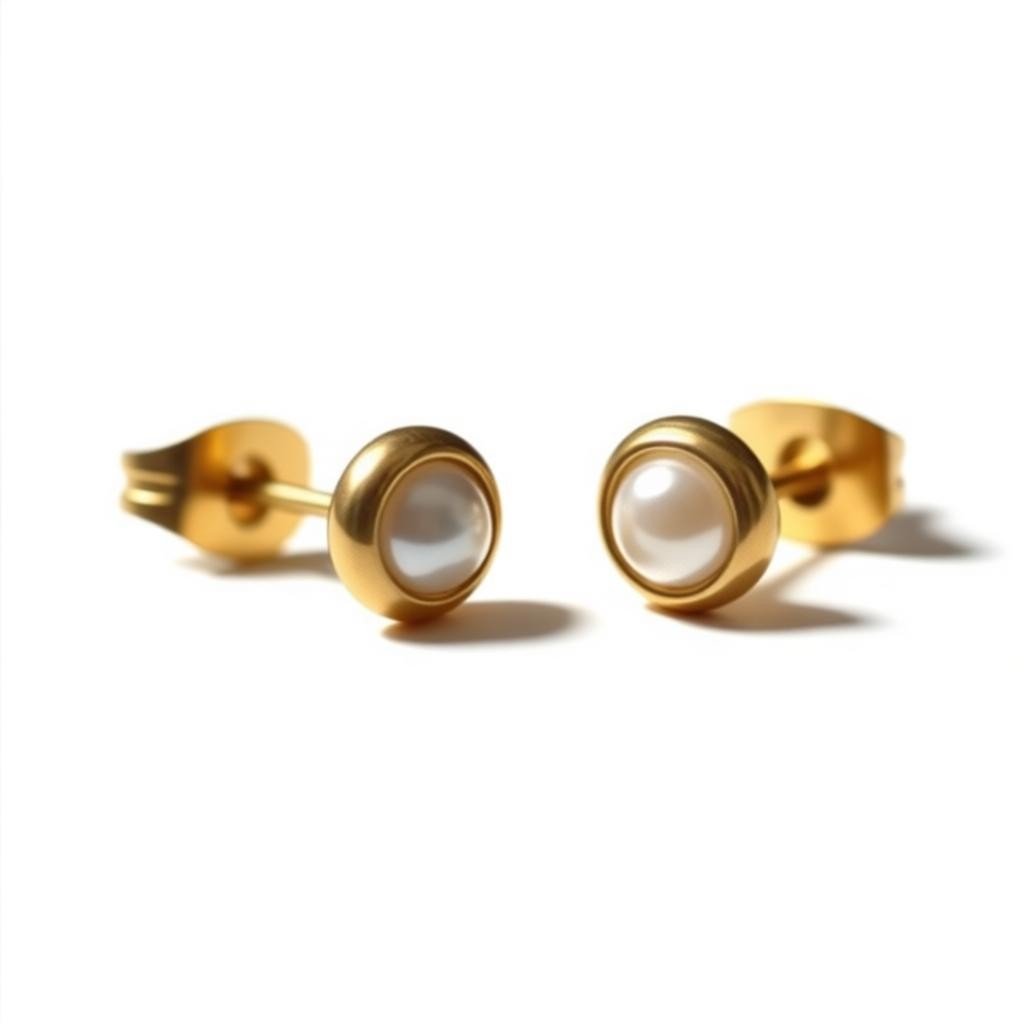 Oorbellen – Parel Wit in Goudkleurig Design (6mm) - Aramat Jewels - Oorbellen - cadeautip